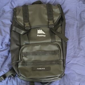Timbuk2 Olive Green Roll-Top Backpack with Front Pocket